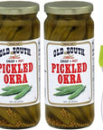 Old South Pickled Hot Okra 16 Oz 2 Pack Bundle with PrimeTime Direct Silicone Basting Brush in a PTD Sealed Bag