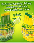 Sicilian Lemon Juice and Lime Juice  7 Oz Italian Real Pure Juice Squeezed from Fresh Lemons Not from Concentrate with Nosh Pack Bag 6 Pack