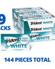 Trident White Wintergreen Sugar Free Gum 9 Packs of 16 Pieces 144 Total Pieces