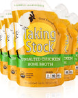 Taking Stock® Unsalted Chicken Bone Broth | Organic, BPA Free, Gluten-Free, High Protein, Low Sodium and Low Calorie | 30mg sodium per serving | 16 Oz (6 Pack)