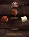 I Love Dubai 9 pcs Gift Box Premium Assorted Pralines in Milk and White Chocolate