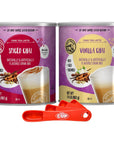 Big Train Chai Tea Latte Drink Mix Variety Pack of 2 19 lb Canisters Vanilla Chai  Spiced Chai with By The Cup Swivel Spoons