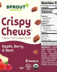 Sprout Organic Baby Food, Stage 4 Toddler Fruit Snacks, Red Fruit Beet & Berry Crispy Chews, 0.63 Oz Single Serve Packs (5 Count)