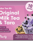 Taro  Brown Sugar Boba Tea Kit With Straws  Drink Pearly Original  Taro Bubble Tea Powder With Brown Sugar Tapioca Boba Pearls DIY Kit Taro Boba Tea Kit Instant Bubble Tea Kit Variety 10 Pack