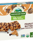 Cascadian Farm Organic Peanut Butter Dark Chocolate Chip Protein Bars, Non-GMO, 5 Bars, 8.85 oz.