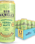 SIR INKWELLS Adaptogen Yerba Mate Tea  Healthful Energy 150 mg Organic Caffeine  300mg Ashwagandha Reishi Ginseng  Immunity Stress Support  NonGMO Vegan  Meyer Lemon  Mint 16oz 12pk