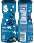 Gerber Graduates Puffs Cereal Snack, Variety (Blueberry, Apple Cinnamon, Vanilla, Strawberry Apple)1.48 Oz,(Pack -4)