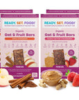 Ready, Set, Food! Organic Oat Fruit Bars | Apple Cinnamon & Peanut Butter Strawberry (Variety 4 Pk) | Organic Toddler Snack Bar 8 Top Allergens: Peanut, Egg, Milk, Cashew, Almond, Walnut, Sesame, Soy