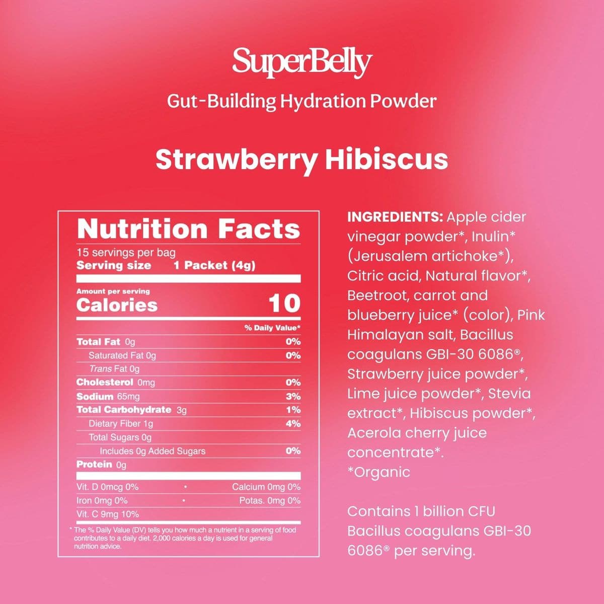 Blume SuperBelly Gut Health and OnTheGo Hydration Packets SugarFree with Prebiotics Probiotics Apple Cider Vinegar Vitamin C and Electrolytes Strawberry Hibiscus 15 Sticks