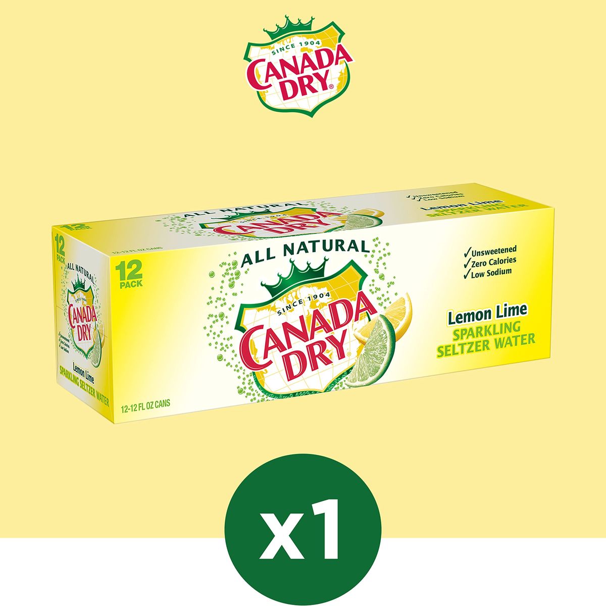 Canada Dry Lemon Lime Sparkling Seltzer Water 12 fl oz cans 12 count