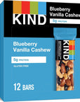 KIND Bars, Blueberry Vanilla & Cashew, Gluten Free, Low Sugar, 1.4oz, 12 Count