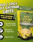 Jalapeno Yellow Corn Grits with Cheddar Cheese  Hatch Green Chile  Garlic by FishSki Provisions 6 oz bags 2 pack