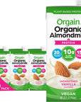 Orgain Organic Vegan Protein Almond Milk Unsweetened Vanilla  10g Plant Protein Vitamin D  Calcium No Lactose Dairy  Soy Ingredients Gluten Free No Sugar Added 32 Fl Oz Pack of 6