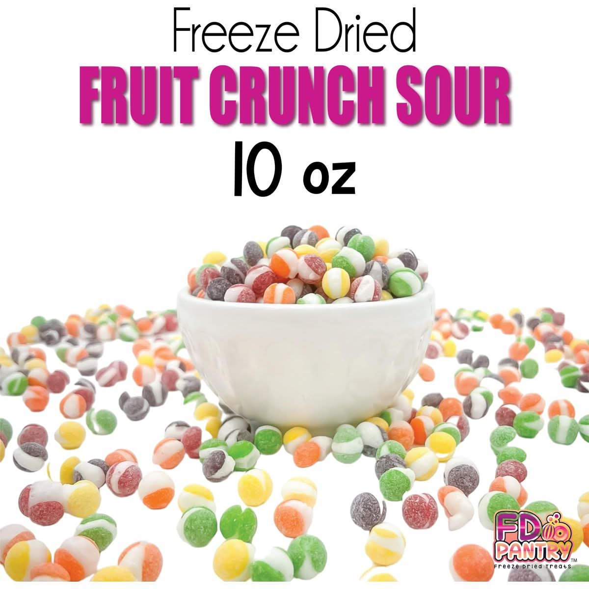 Fruit Crunch Sour  Freeze Dried Candy 10 oz  Assorted Sour Flavors Large Pouch  Ideal Gift Snack Treat