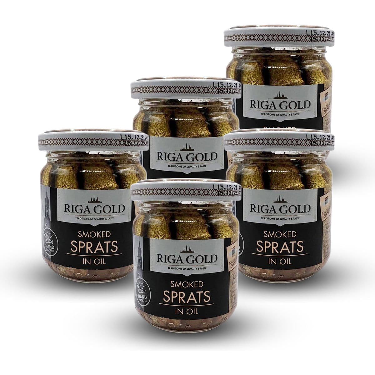 Riga Gold Smoked Sprats in Oil  Wild Caught Pack 5