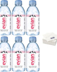 Evian Natural Spring Water 330mL Bottles Pack of 6 with Bay Area Marketplace Napkins