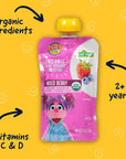 Earth's Best Organic Kids Snacks, Sesame Street Toddler Snacks, Organic Fruit Yogurt Smoothie for Toddlers 2 Years and Older, Mixed Berry, 4.2 oz Resealable Pouch (Pack of 12)