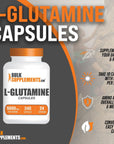 BULKSUPPLEMENTS.COM L-Glutamine Capsules - Glutamine Supplement, L Glutamine 5000mg, L Glutamine Pills - Gut Health & Recovery, Gluten Free, 10 Capsules per Serving, 240 Capsules