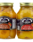 Amish Wedding Old Fashioned Pickled Peach Halves and Spiced Peach Halves Variety 2Pack 32 oz Jars