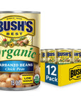 BUSHS BEST Organic Garbanzo Beans Canned Beans Organic Chick Peas USDA Certified Organic Source of Plant Based Protein and Fiber Low Fat Gluten Free 12