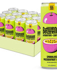 Betweener Sparkling Energy Sparkling Water wReal Juice  100mg Caffeine Light  Refreshing LTheanine for Focus Vitamins BC  Low Sugar  45 Cals  Passionfruit Lime 12 Pack