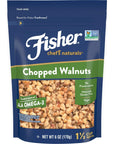 Fisher Chef's Naturals Chopped Walnuts, 6 Ounces, California Grown Walnuts, Unsalted, Naturally Gluten Free, No Preservatives, Non-GMO