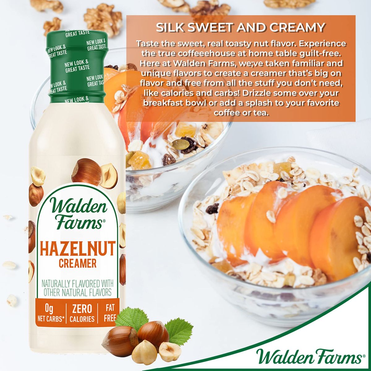 Walden Farms Hazelnut Coffee Creamer 12 oz Bottle Pack of 2 Rich  Smooth  Fresh and Flavorful  Vegan Paleo and Keto Friendly  NonDairy Milk Substitute  0g Net Carbs  For Coffee  Tea  Smoothies  Shakes  Cocktails and More