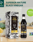 Soeos Chinkiang Vinegar 16.9 fl oz (500ml), 3 Years Aged, Naturally Fermented, Mature Aged Black Vinegar, Chinese Black Vinegar, Zhenjiang Vinegar, Black Rice Vinegar, Black Vinegar Chinese.