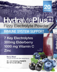 Hydralyte Electrolytes Plus Immunity, Elderberry - Low Sugar Rapid Rehydration Powder - Lightly Sparkling Electrolyte Powder Packets with 1,000mg Vitamin C and 300 mg Elderberry (8oz Serve, 20 Count)