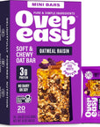 Over Easy Mini Granola Breakfast Bars - Best Protein for Morning Energy - 100 Calories Healthy Snacks - Soft and Chewy - Gluten Free, Dairy Free, Soy Free and Kosher (Oatmeal Raisin, 20 Count)