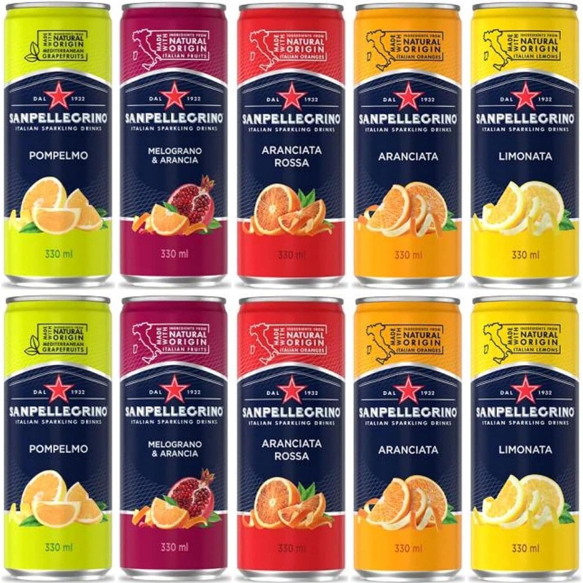 San Pellegrino Sparkling Fruit Beverages 5 Flavor Variety Pack 1.15 Fl Oz Cans