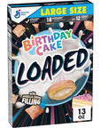 Birthday Cake Loaded Cereal Crispy Cereal With Artificially Flavored Vanilla Creme Filling Made With Whole Grain Large Size 13 oz