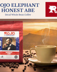 Rojo Elephant Honest Abe Handcrafted Decaf Whole Bean Coffee SingleOrigin 100 Arabica Beans Premium Roast Smooth Rich Flavor Swiss Water Mountain Water Process Decaffeinated 11 0z Pack