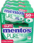 Mentos Pure Fresh Sugar-Free Chewing Gum with Xylitol, Spearmint, 50 Piece Bottle (Bulk Pack of 6)