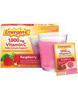 Emergen-C 1000mg Vitamin C Powder, with Antioxidants, B Vitamins and Electrolytes, Vitamin C Supplements for Immune Support, Caffeine Free Drink Mix, Raspberry Flavor - 60 Count/2 Month Supply