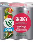 V8 +ENERGY Diet Strawberry Lemonade Energy Drink - 8 FL OZ Can (Pack of 6)