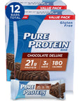 Pure Protein Bars High Protein Nutritious Snacks to Support Energy Low Sugar Gluten Free Chocolate Deluxe 6 Count Pack of 2