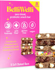 Belliwelli Soft Baked Probiotic Snack Bar  GlutenFree DairyFree Vegan  LowFODMAP  Variety 8 Pack