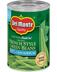 Del Monte Canned Fresh Cut French Style Green Beans with 50 Less Sodium 145 Ounce Pack of 12