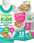 Orgain Organic Kids Nutritional Protein Shake Fruity Cereal Healthy Kids Snacks 8g Dairy Protein 4g Fiber 22 Vitamins  Minerals No Soy ingredients Gluten Free NonGMO 825 Fl Oz Pack of 12