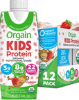 Orgain Organic Kids Nutritional Protein Shake, Strawberry - Kids Snacks with 8g Dairy Protein, 22 Vitamins & Minerals, Fruits & Vegetables, Gluten Free, Soy Free, Non GMO, 8.25 Fl Oz (Pack of 12)