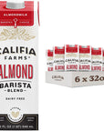 Califia Farms  Original Almond Barista Blend Almond Milk 32 Oz Pack Of 6 Shelf Stable Dairy Free Plant Based Vegan Gluten Free Non GMO High Calcium Milk Frother Creamer