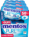 Mentos Pure Fresh Sugar-Free Chewing Gum with Xylitol, Fresh Mint, 50 Count (Pack of 6)