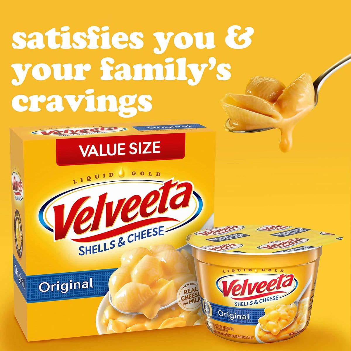 Velveeta Shells  Cheese Original Shell Pasta  Cheese Sauce Value Size Meal 24 oz Box