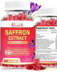 Vazatisi Sugar Free Saffron Gummies, 100 mg Pure Saffron Extract - Saffron Supplements for Mood Balance Support, Appetite Control, Eye Health - Non-GMO, Vegan, Raspberry Flavor - 120 Cts