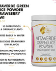 Coco March VitaVerde Green Juice Powder 50 Superfoods Enzymes  Probiotics Strawberry Kiwi Flavor Organic Plants  Vegan Paleo Friendly Dairy Free Keto Friendly GMO Free 1058 oz 300 g