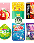 Japanese Gummy Candies 6pcs Set 13oz Various Chewiness Soft Hard Fruity Soda Cola Great for Snacks or Gifts HiChew Candy included as an Extra