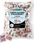 Creme Saver Strawberry Bulk 1 Pound  Strawberries and Creme Hard Candy  Pink Candy Bulk Strawberry Candies Individually Wrapped Hard Candy