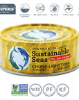 Sustainable Seas Chunk Light Tuna in Water No Salt Added 3rd party mercury tested 100 sustainably caught 5 Ounce Pack of 12