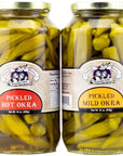 Amish Wedding Hot and Mild Pickled Okra Variety Pack 32 Ounces Pack of 2